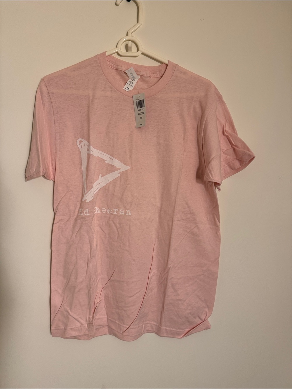 Hot Topic Ed Sheeran Pink Graphic Tee - Light Pink with White Print